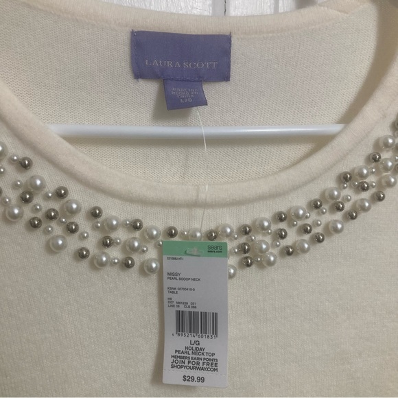 NWT Laura Scott long sleeve beaded collar dress shirt size large - Picture 3 of 4